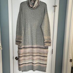 Anthropologie Daily Practice Gray Patterned Women's Sweater Dress large